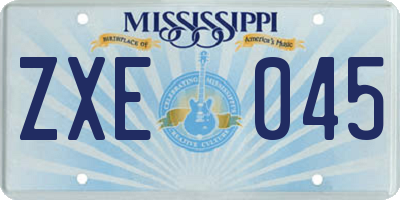 MS license plate ZXE045