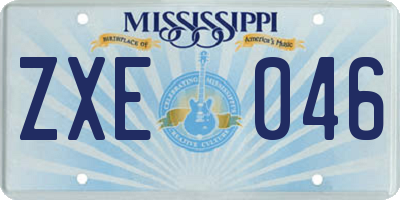 MS license plate ZXE046