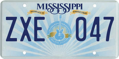 MS license plate ZXE047