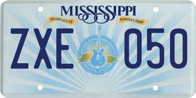 MS license plate ZXE050