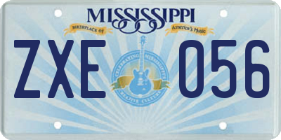 MS license plate ZXE056