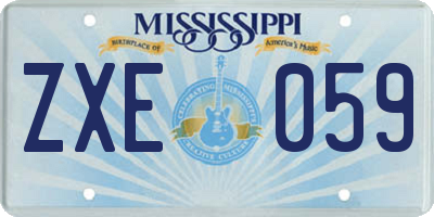MS license plate ZXE059