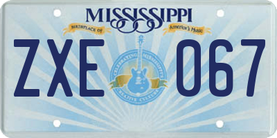 MS license plate ZXE067