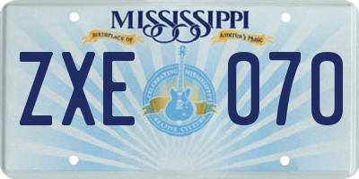MS license plate ZXE070