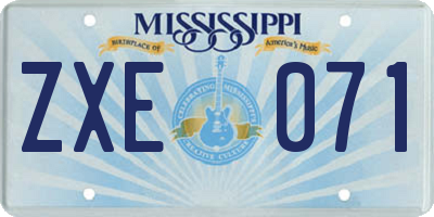 MS license plate ZXE071