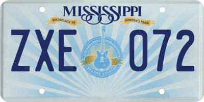 MS license plate ZXE072