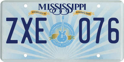 MS license plate ZXE076