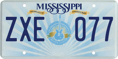 MS license plate ZXE077