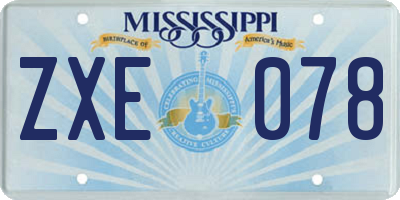 MS license plate ZXE078