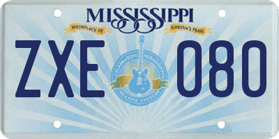MS license plate ZXE080