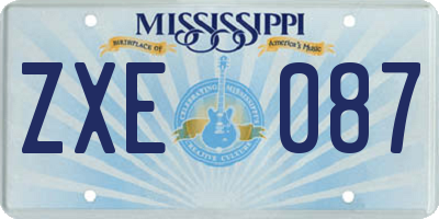 MS license plate ZXE087