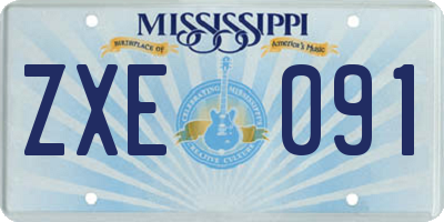 MS license plate ZXE091