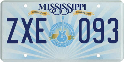 MS license plate ZXE093