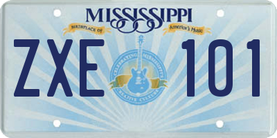 MS license plate ZXE101