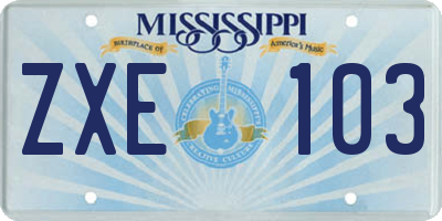 MS license plate ZXE103