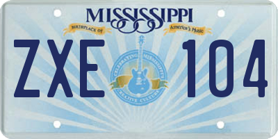 MS license plate ZXE104