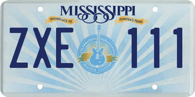 MS license plate ZXE111
