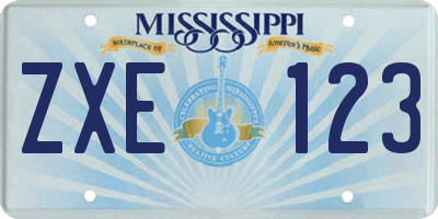 MS license plate ZXE123