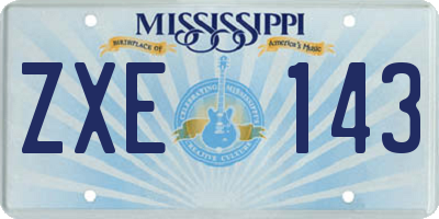 MS license plate ZXE143