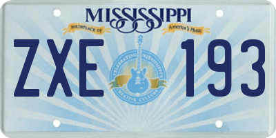 MS license plate ZXE193