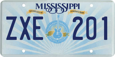 MS license plate ZXE201
