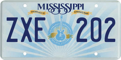 MS license plate ZXE202