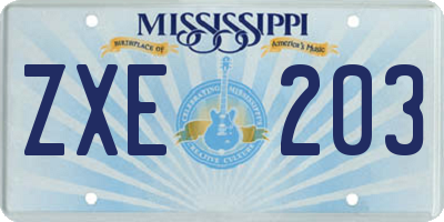 MS license plate ZXE203