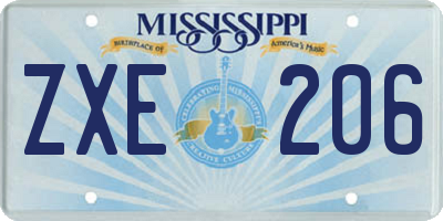 MS license plate ZXE206