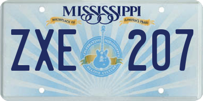 MS license plate ZXE207