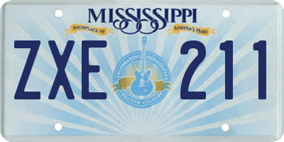 MS license plate ZXE211