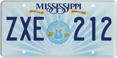 MS license plate ZXE212