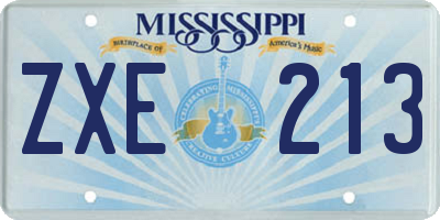MS license plate ZXE213
