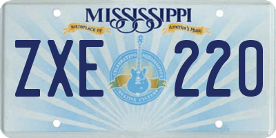 MS license plate ZXE220