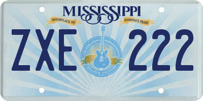 MS license plate ZXE222