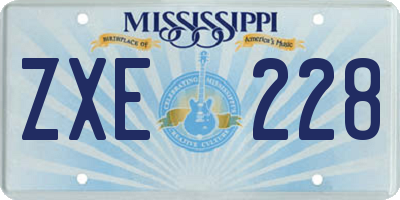 MS license plate ZXE228