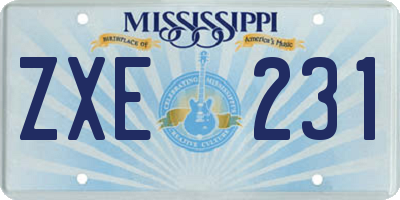 MS license plate ZXE231
