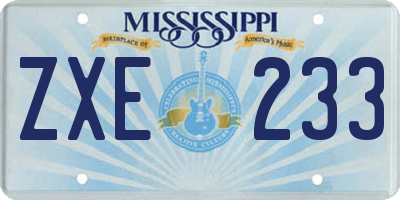 MS license plate ZXE233