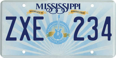 MS license plate ZXE234