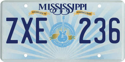 MS license plate ZXE236