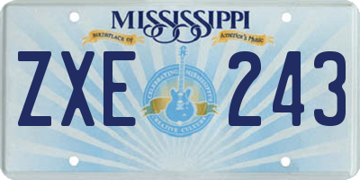 MS license plate ZXE243