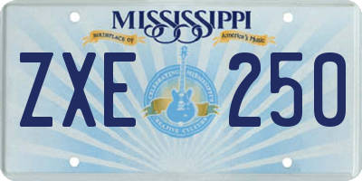 MS license plate ZXE250