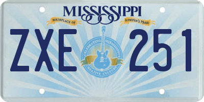 MS license plate ZXE251