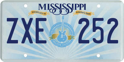 MS license plate ZXE252