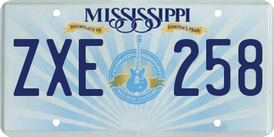 MS license plate ZXE258