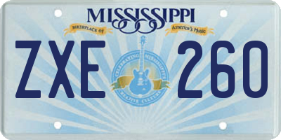 MS license plate ZXE260