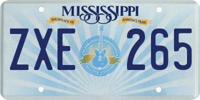 MS license plate ZXE265