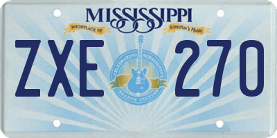 MS license plate ZXE270