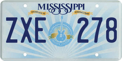 MS license plate ZXE278