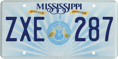 MS license plate ZXE287
