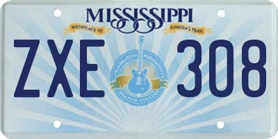 MS license plate ZXE308